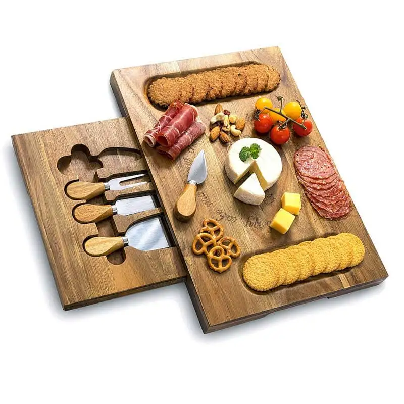 

Eco-friendly Acacia wood cheese board Pizza board Set fruit steak board for family party, Natural