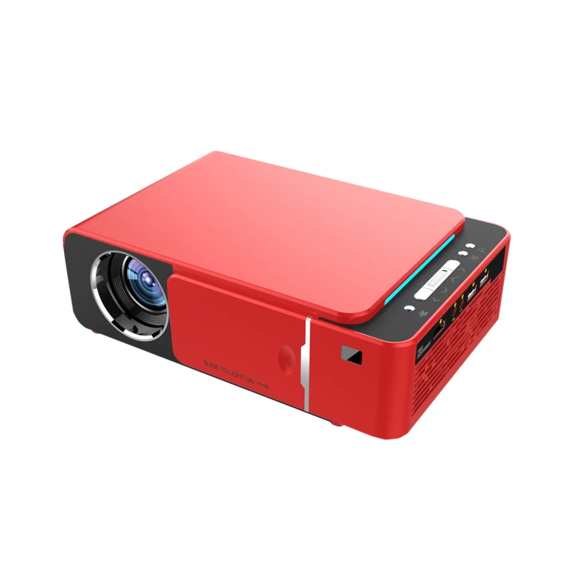 

High Quality Factory Price 4K Digital Home Theater Smart T6 Projector, Silver/red