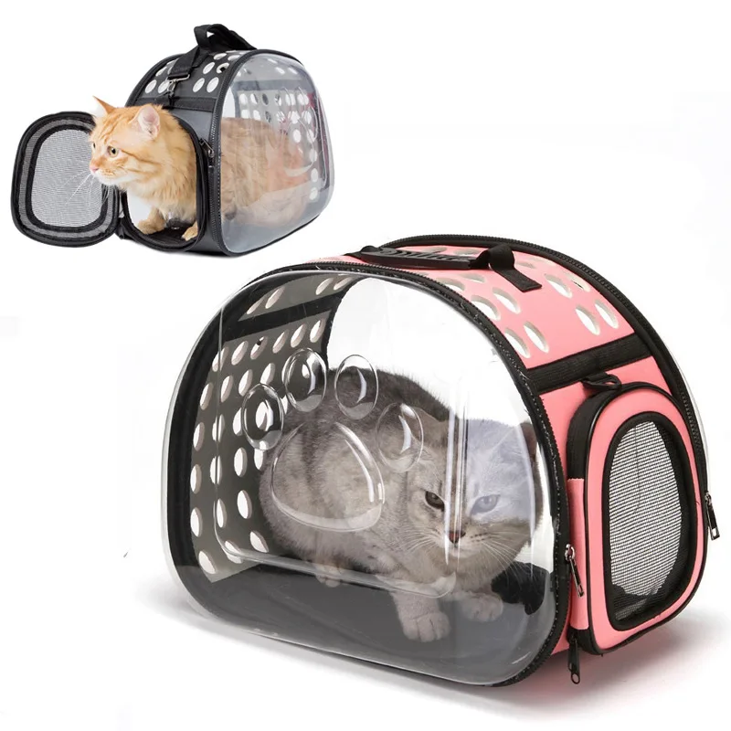 

SP863 Travel Space Portable Pet Transport Bag Backpack Breathable Pet Dog Cat Carriers Transparent Foldable Pet Carrier Bag, Black, blue, gray, pink