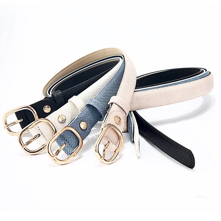 

Women skinny jean vintage leather dress waist belt with alloy pin buckles