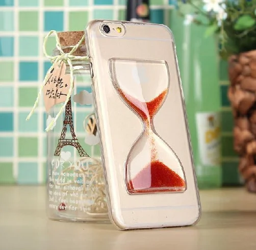 

New arrival Crystal Clear Quicksand Sand Clock Transparent Flowing Hourglass Pattern Back Cover Phone Case For iphone 6 Plus 7 8, Variable color