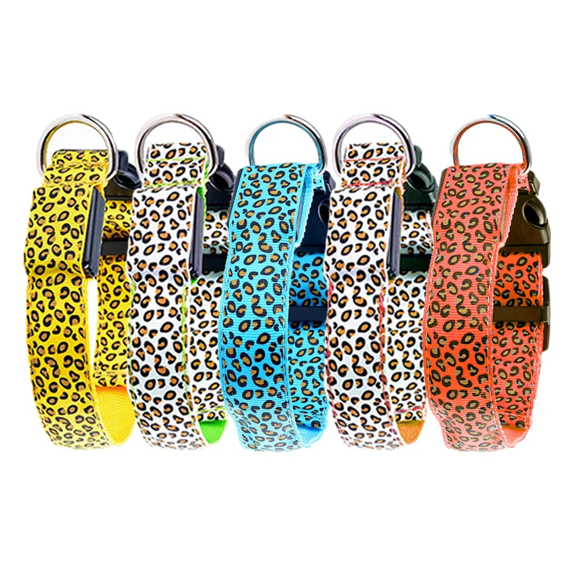 

Custom Printing Rechargeable Pet Leopard Led Dog Collar