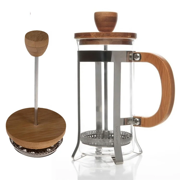 

stainless steel wood coffee cafetiere press 600ml for household, Sliver