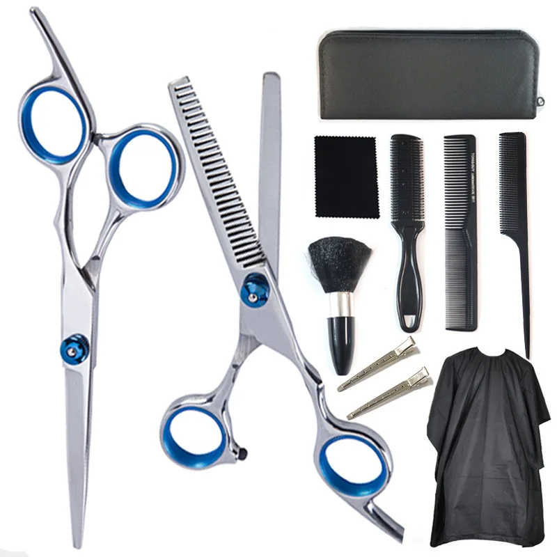 

Custom Barber Scissors Haircuts Tool Set Hair Thinning Scissors, Comb Hair Cape, Clips apron Professional Barber Scissors Set, According to options