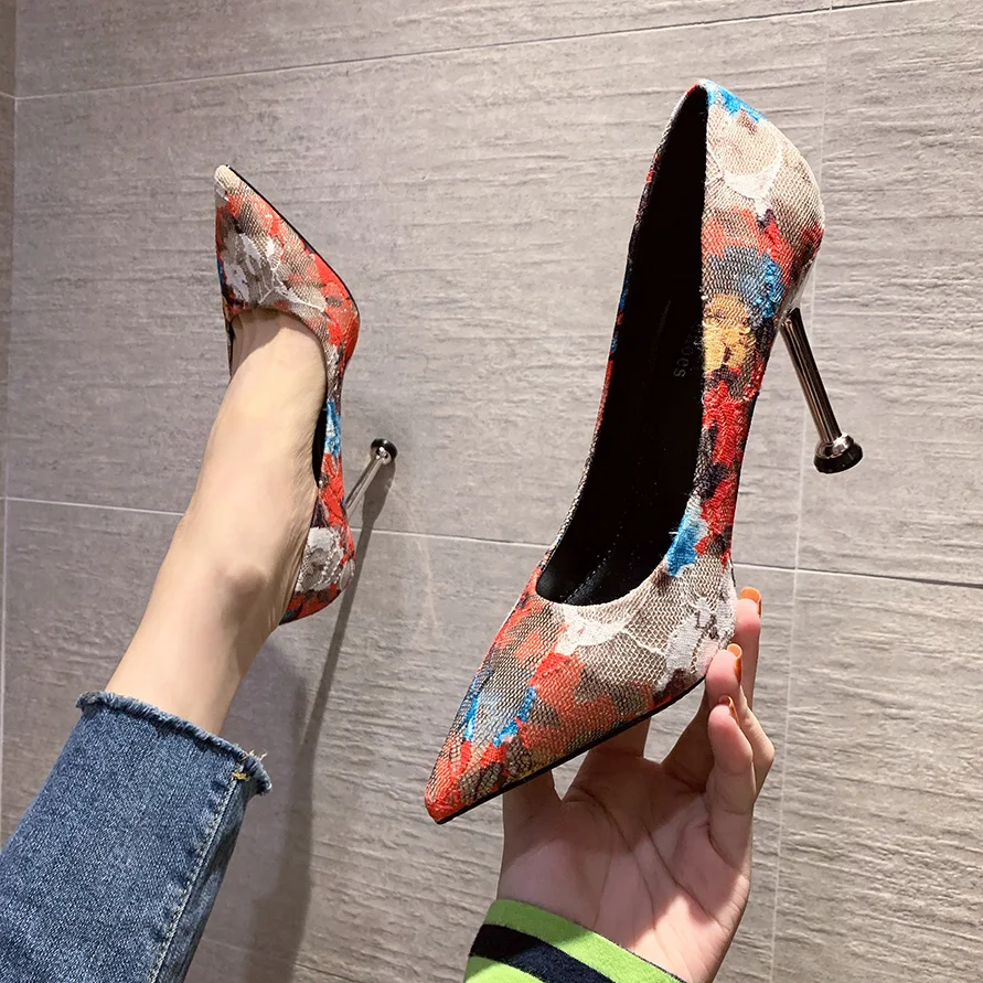 

wholesale fashion sexy pointed shallow suede girls female women high heels pumps shoes