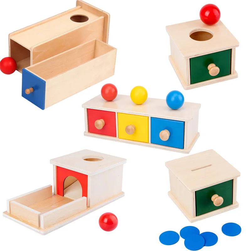 

Children's Montessori wooden early education toys baby childhood educational game teaching aids object permanence box kids toys