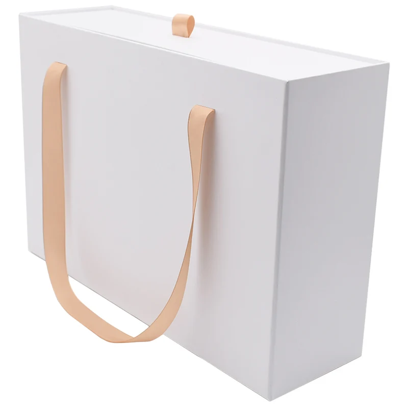 High Quality Large White Cardboard Gift Drawer Box Black Sliding Paper Packaging Embossed Design Ribbon Bag for Packaging Boxes supplier