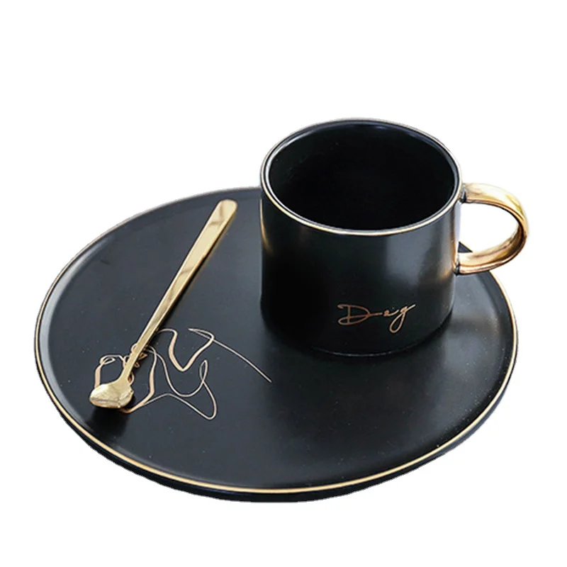 

Zogift reusable tea coffee cups and saucer set ceramic tray custom cup logo printing, As per picture