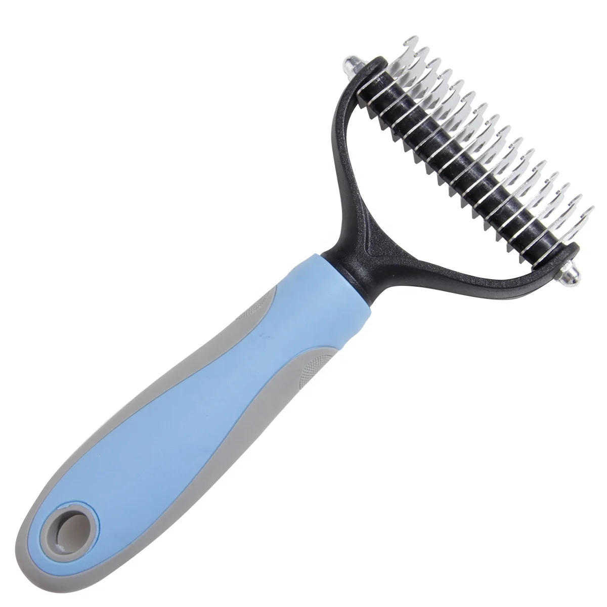 

Beauty And Daily Cleaning Dog Cat Pet Hair Removal Comb Double Sided Blades Fur Dematting Trimmer Deshedding Brush Grooming Tool, Blue,pink