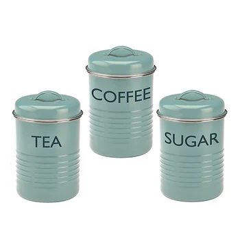 Kitchen 3 Piece Summerbouse Blue Tea Coffee Sugar Storage