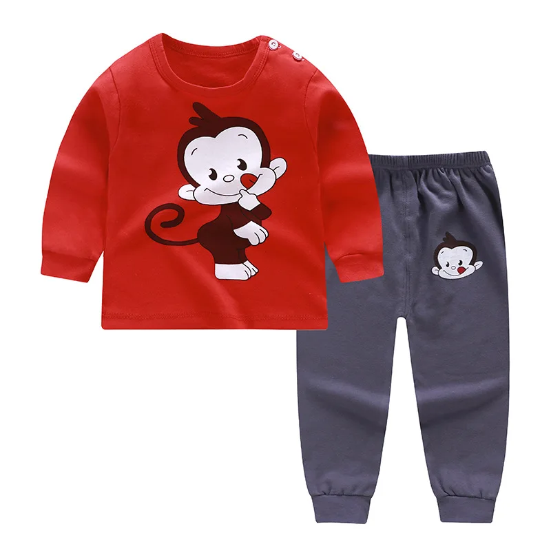 

Cute baby long sleeve pajamas two-piece 100% cotton children's suit boys and girls