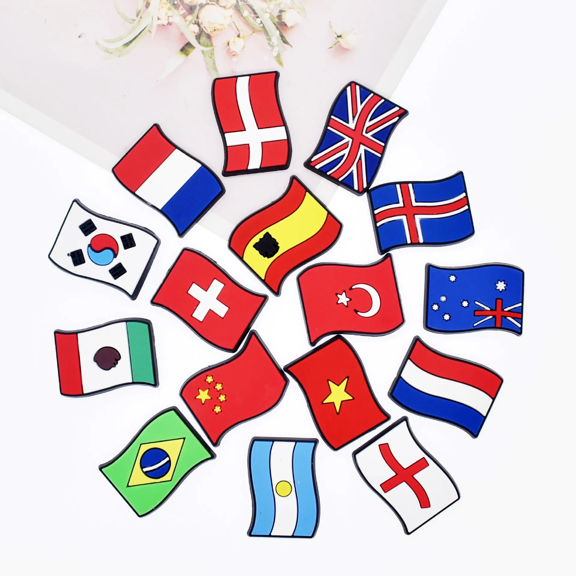 

Custom Colors Logo Personalized National Flag LOGO Charms fit for Clog Shoes and Silicone Wristband crock charms