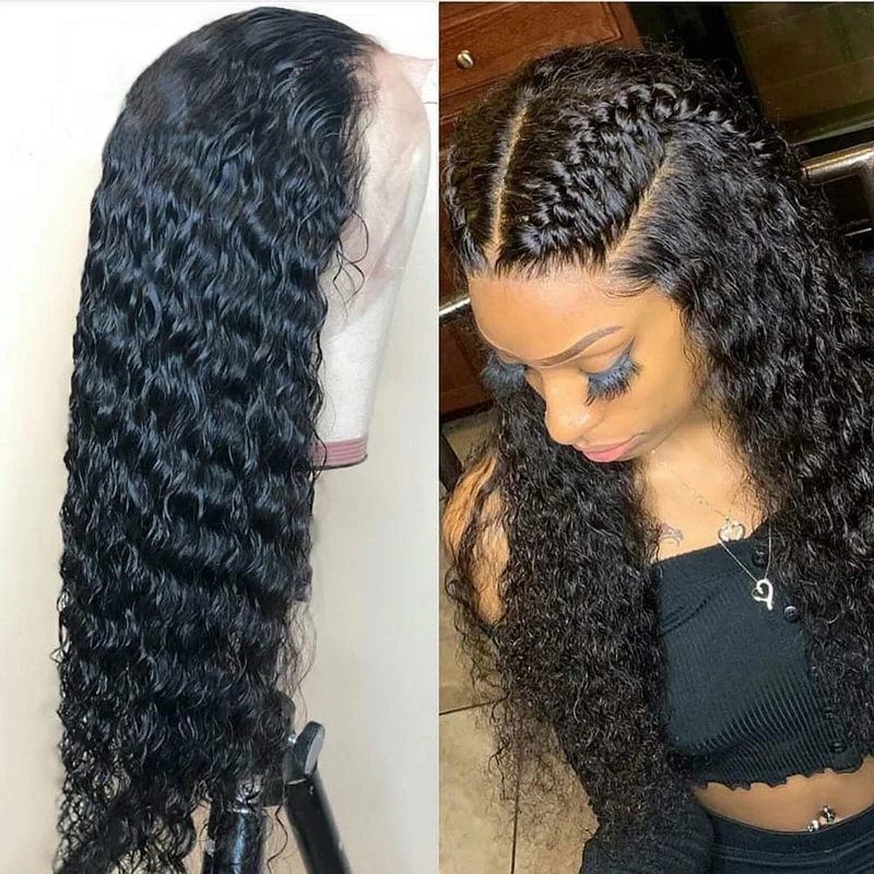 

Top quality Pre plucked 100% Brazilian Virgin Hair Long deep wave Human Hair natural color 370 Lace Wigs with Baby Hair