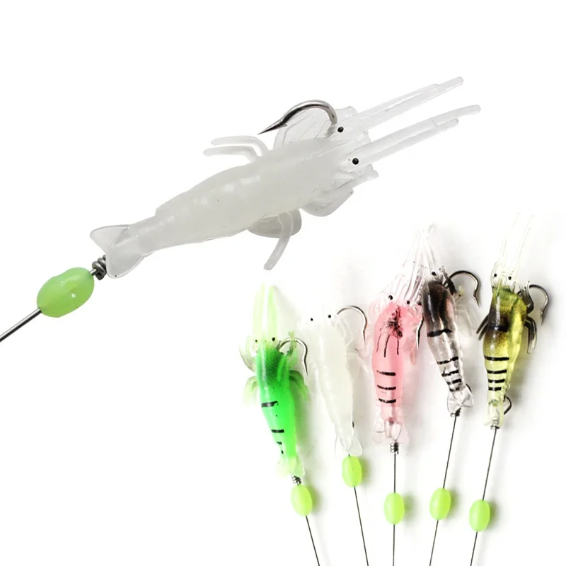 

OEM and on stocks luminous hanging shrimp bait 4.5cm 1.8g bionic bait soft bait shrimp fishing lure, 6 colors