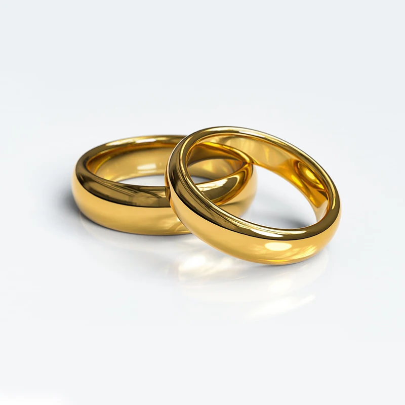 

Wholesale Simple Stainless Steel Wedding Ring Jewelry Glossy Gold Plated Couple Rings, Picture shows