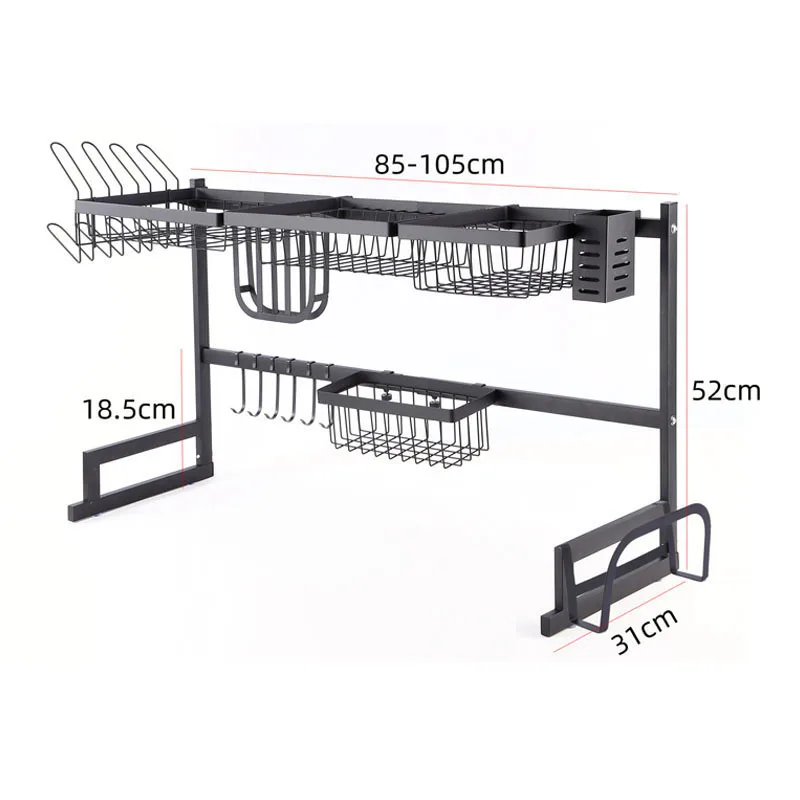 

Hot Selling Dish Drainer Rack Metal Plate Organizer Stainless Steel Telescopic Dish Drying Rack, Black