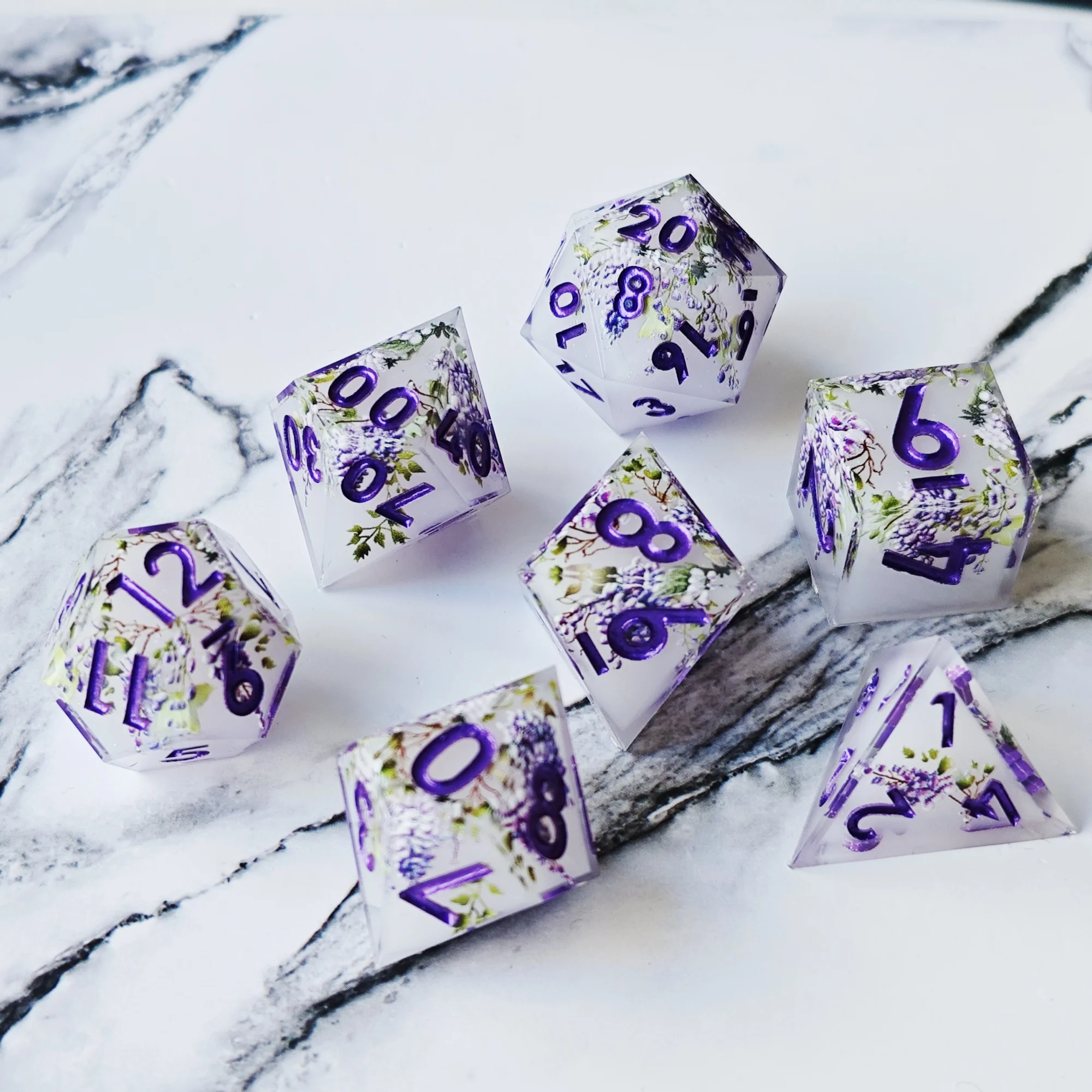 MINI PLANET New Design Wisteria Dreamweaver Liquid Core Dice Set Polyhedral Resin Dice RPG Board Game Custom DND Dice Set 7pcs