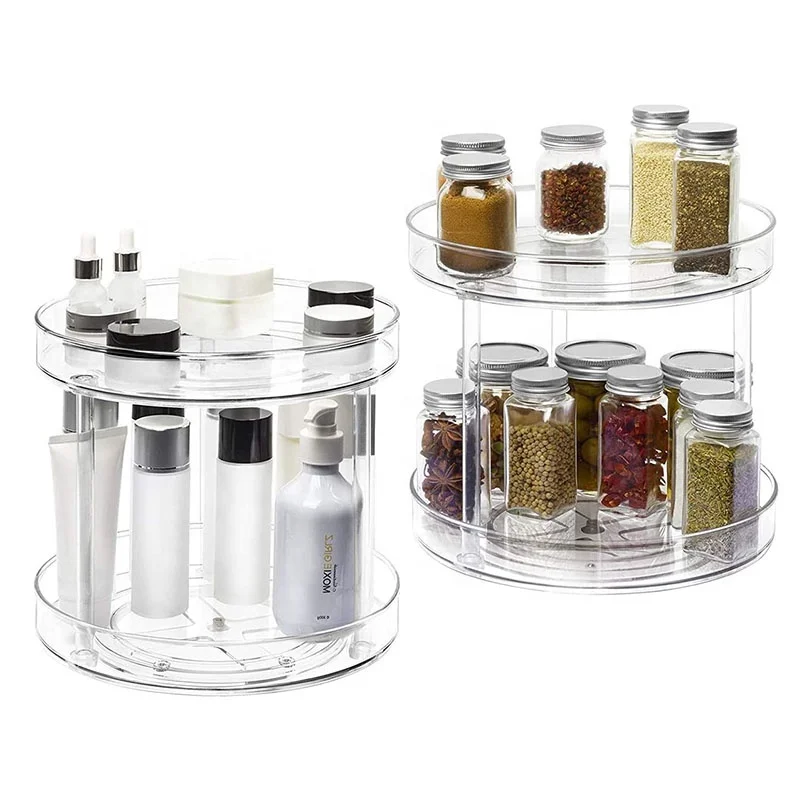 

Kitchen Double Layer 360 Rotating Spice Seasoning Bottle Storage Rack