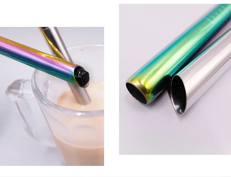 High Quality Colorful 304 Stainless Steel Straws Bubble Tea 12mm Diameter Straws