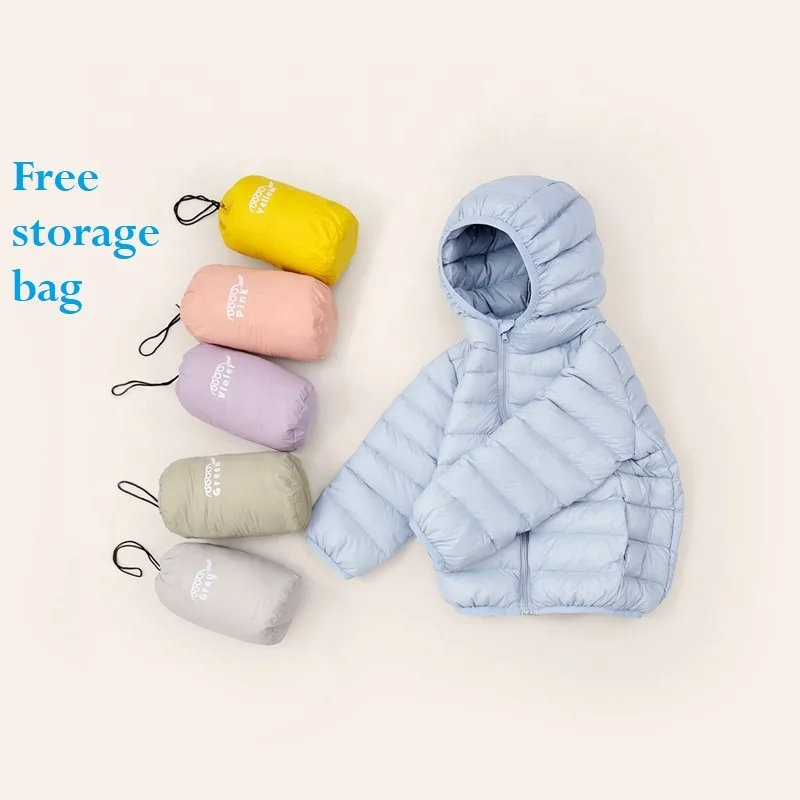

Cheap price winter girls boys clothing candy color lightweight white duck down jacket kids warm puffer coat with hood, Customized color