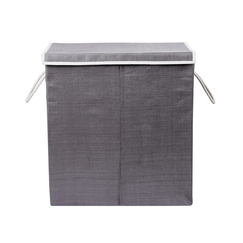 

dirty clothes sorter basket folding bin collapsible double fabric laundry hamper, Grey