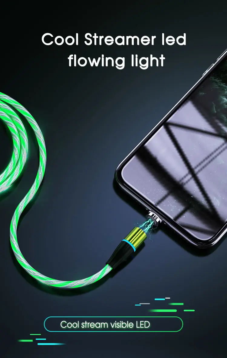 Magnetic USB Charger 1M 3 in 1 USB Charging Data LED Metal Micro USB 6.6ft cable charging for iphone/android - ANKUX.COM