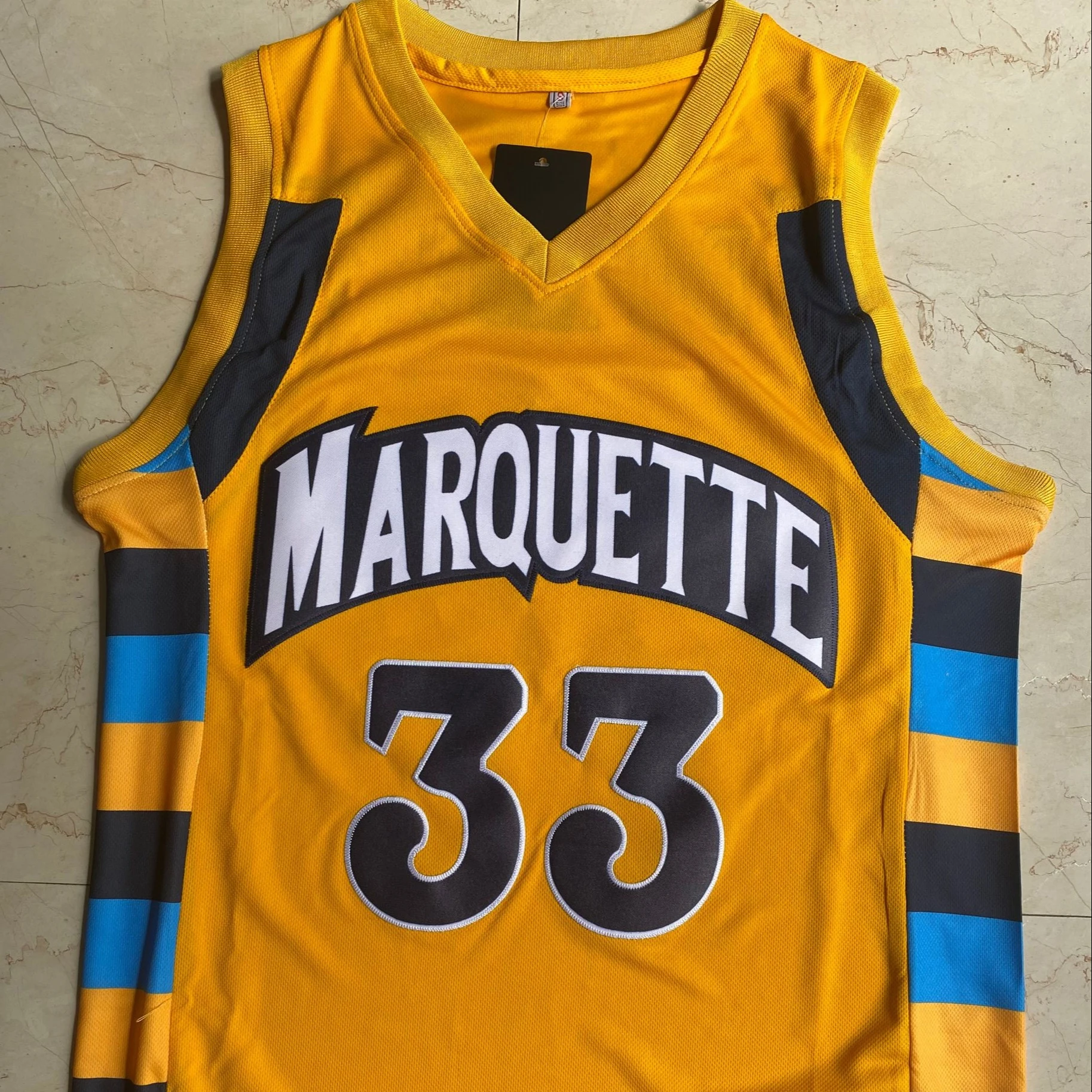 

hot sale N-C-A-A Marquette University yellow basketball player jersey stitched 23 Jimmy Butler basketball jersey