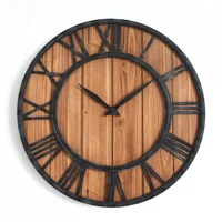 

Oversize Metal Retro Black Rustic Farmhouse Shabby Chic Design Wood Clock for Wall Decor