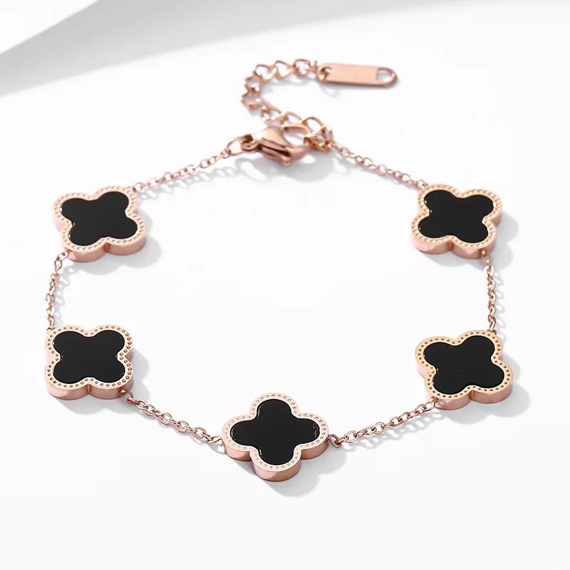 

Chinese Factory Four leaf clover bracelets gold Beads bangle bracelet for women