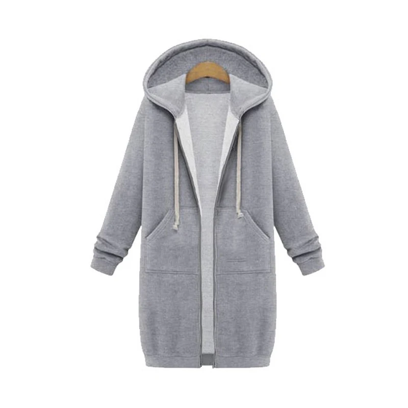 

2021 New Arrival wholesale promotion Women's Casual Zip Up Hoodies Long Tunic Sweatshirts Jacket