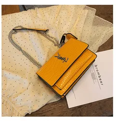 

2021 Wefans Autumn European and American crocodile skin pattern small square bag chain diagonal bag ladies shoulder cross bags, 3colors