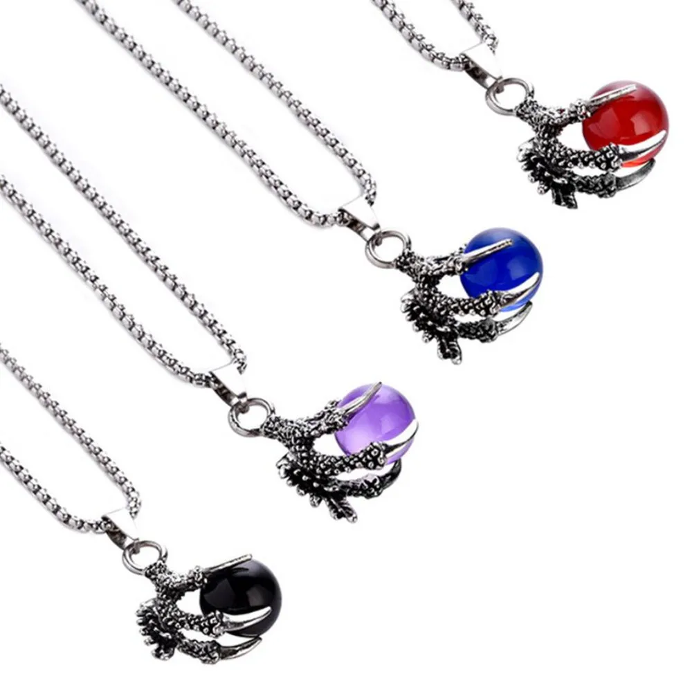 

Domineering Gothic Stainless Steel Dragon Claw Pendant Necklace Fashion Couple Necklace Sweater Chain Party Jewelry, Four color