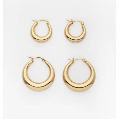 

Artilady Trendy Stainless Steel Huggie Statement Earring Women 18k Gold Plated Thick Chunky Hoop Earrings, Gold and silver