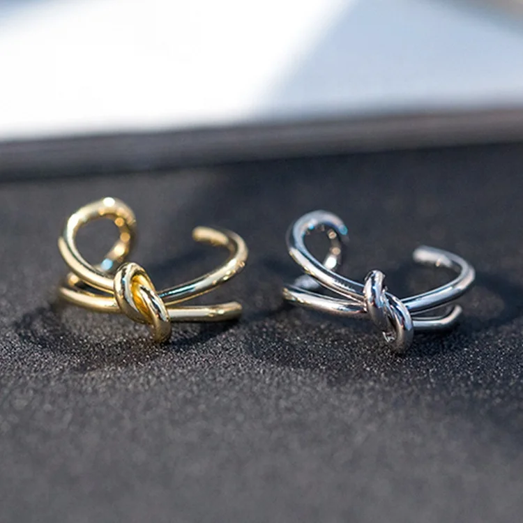 

2021 S925 Silver Style Korean Simple Women's Open Knot Charm Ring Index Finger Ring Wholesale Jewelry
