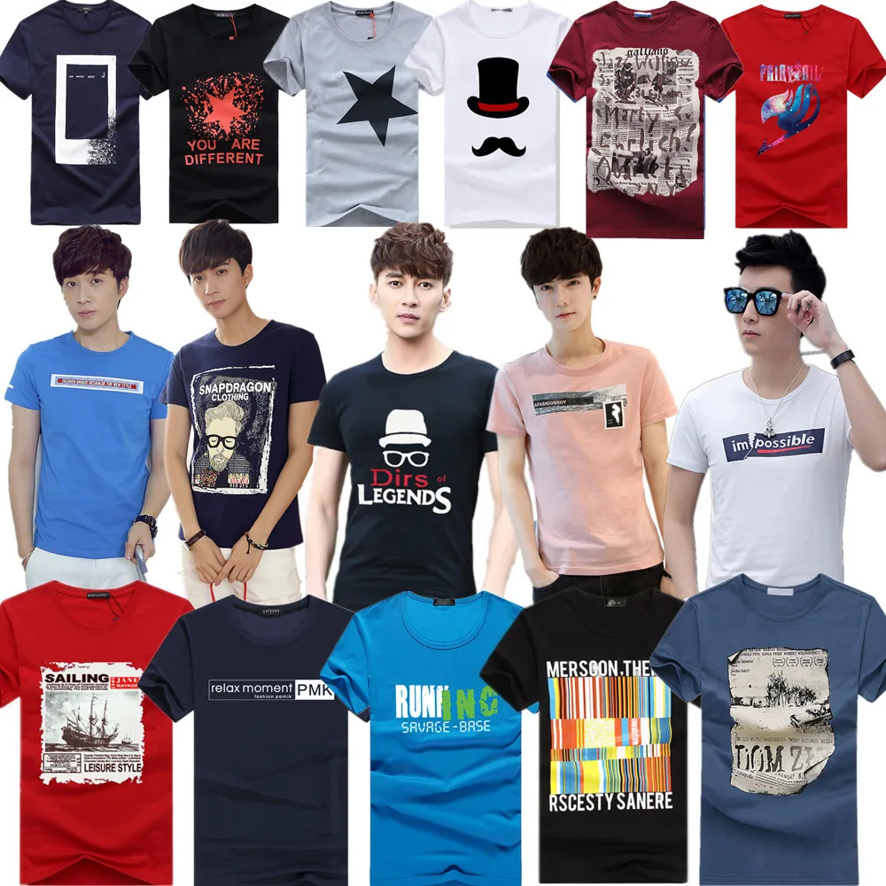 

Mix Color Mix Style Summer Fashion Men's Short Sleeve T-shirts Stock