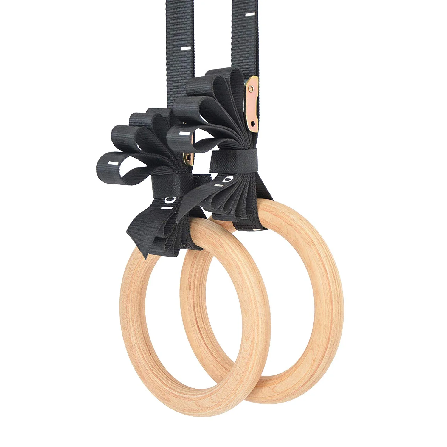 

Body Workout Exercise adjustable strap wooden gym ring Gymnastics Rings hanging rings, Black, red