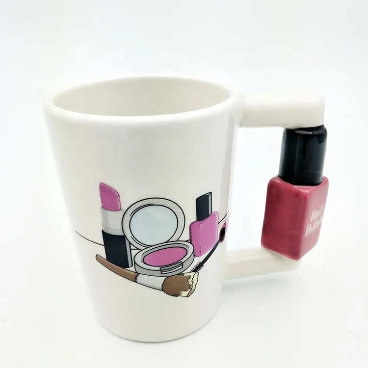 

Beauty Series Kit Novelty Ceramic Nail Polish Shaped Handle Mugs For Girl
