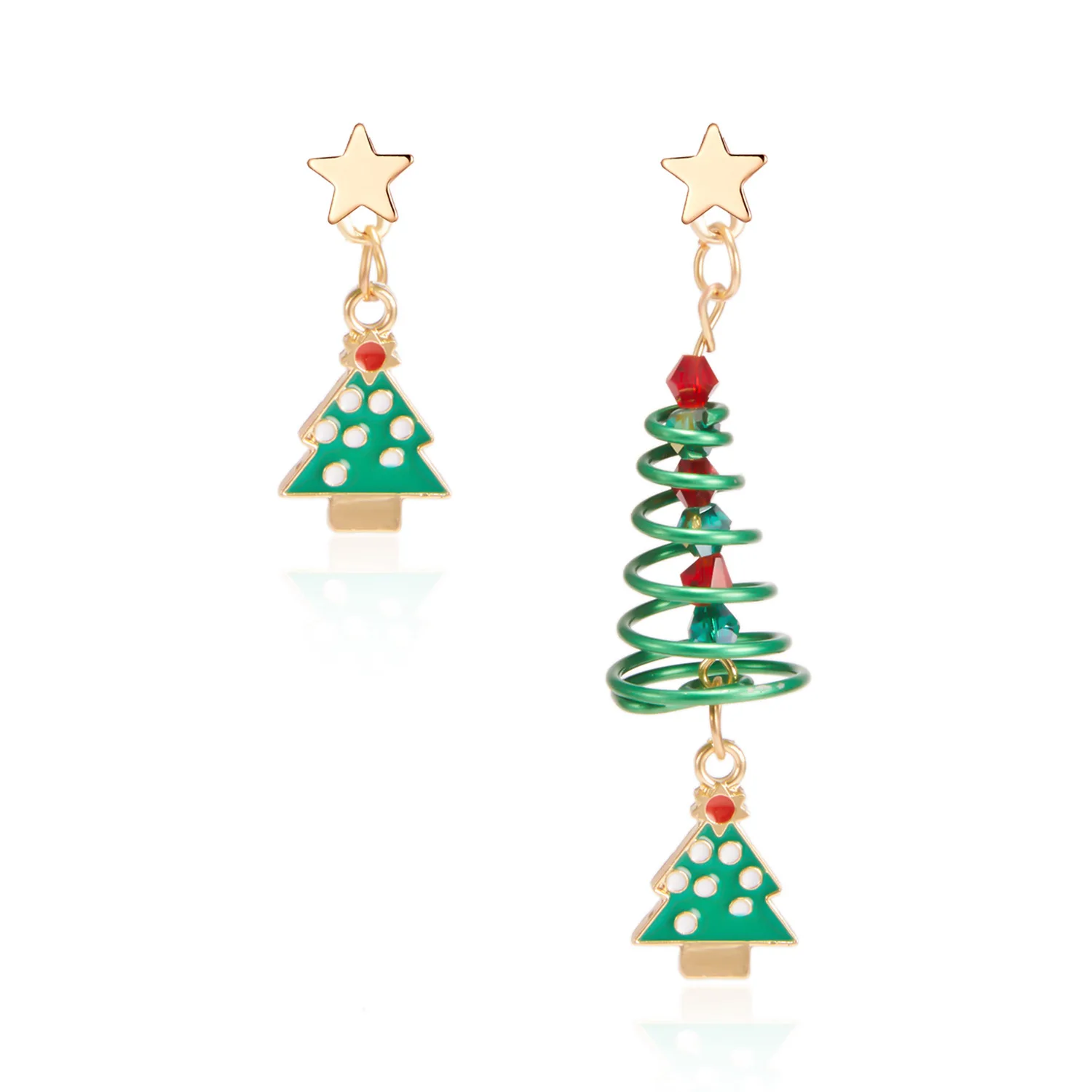 

Hot sale style asymmetric Christmas stainless steel ladies earrings, Gold plated