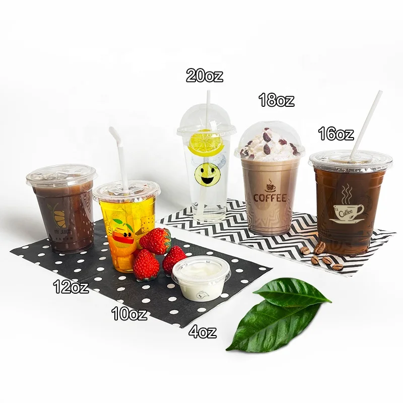 

custom printed biodegradable disposable 5/6/7/8/9/10/12/14oz 16 oz 24 oz beverage ice cream boba tea cold coffee plastic pla cup