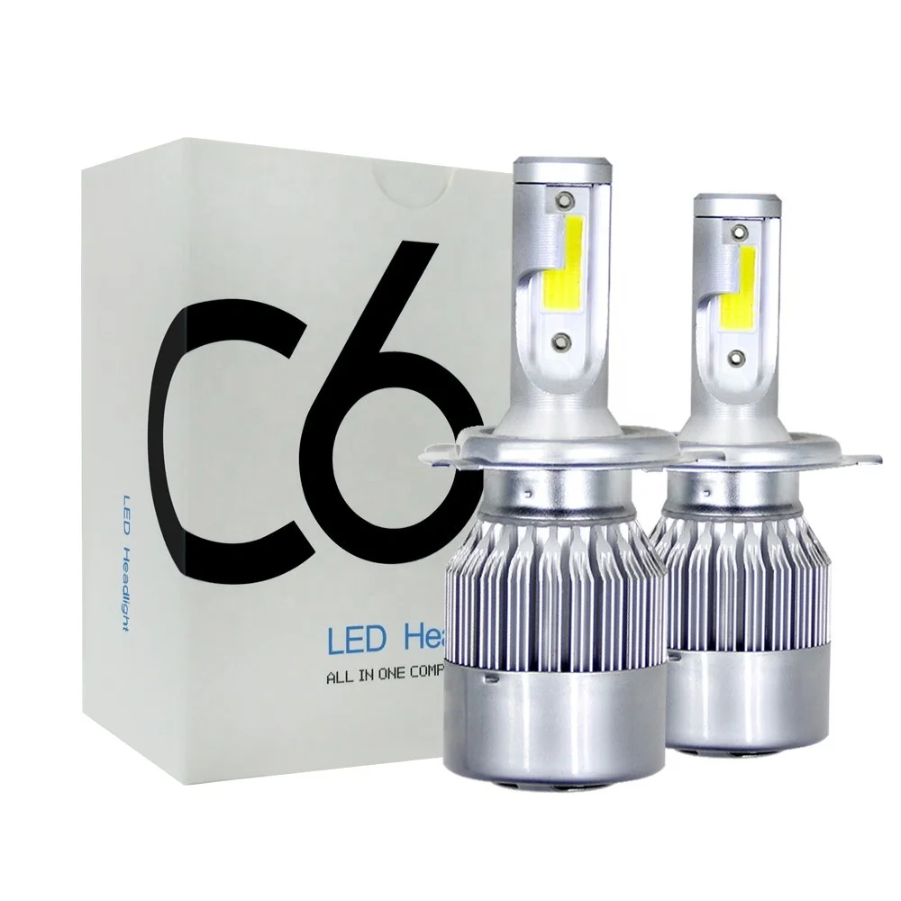 super bright C6 h4 led headlight bulb high power h4 high low beam  H11 h7 lamp H13 9005 9006 h1h27880  led h7 headlight h4 bulb