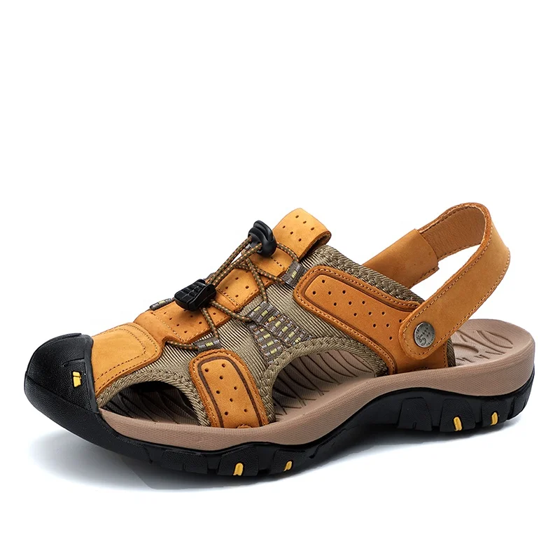 

2021 new fashion genuine leather sandal for beach shoes, 3 colors