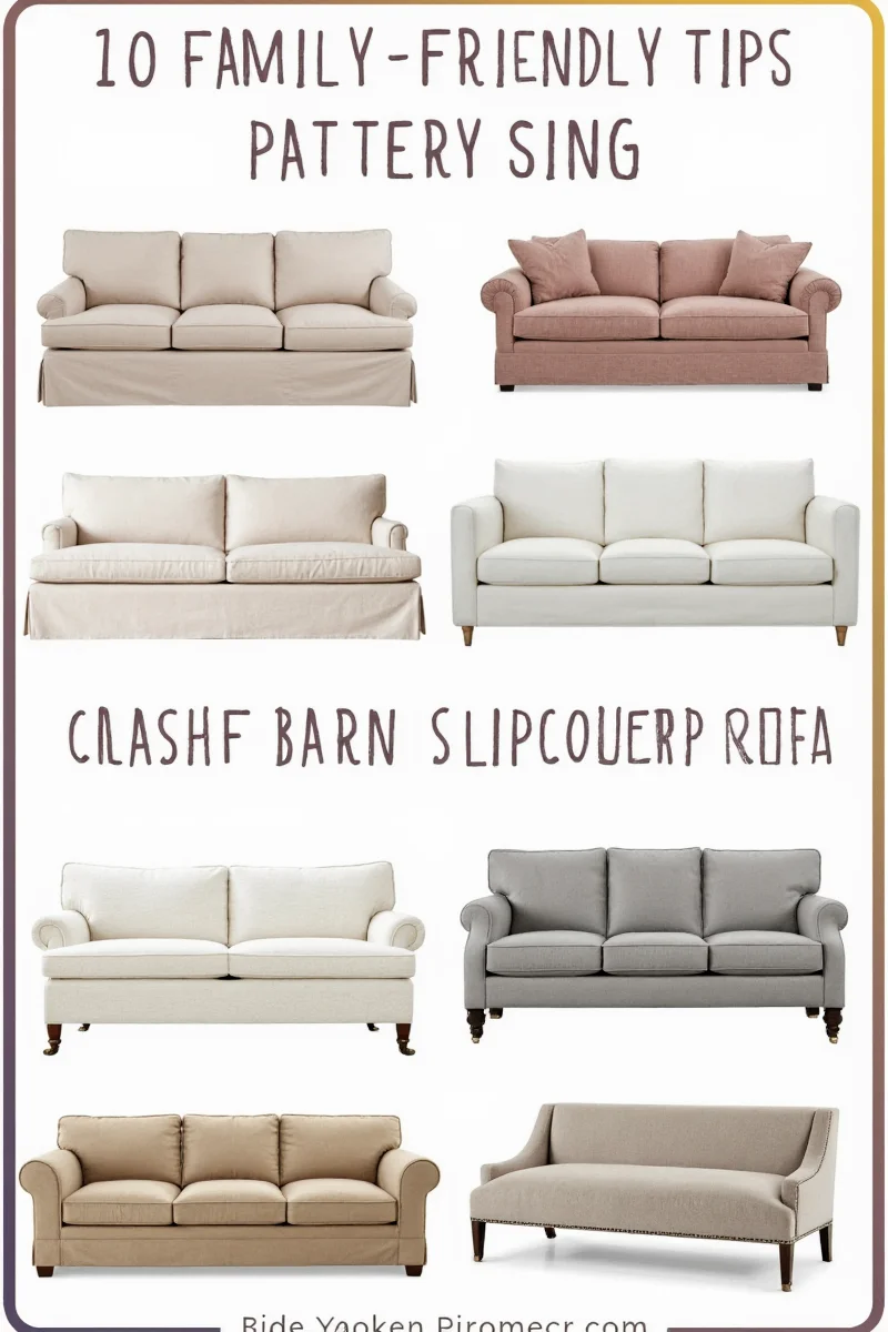 Comparison image of different Pottery Barn slipcover sofas