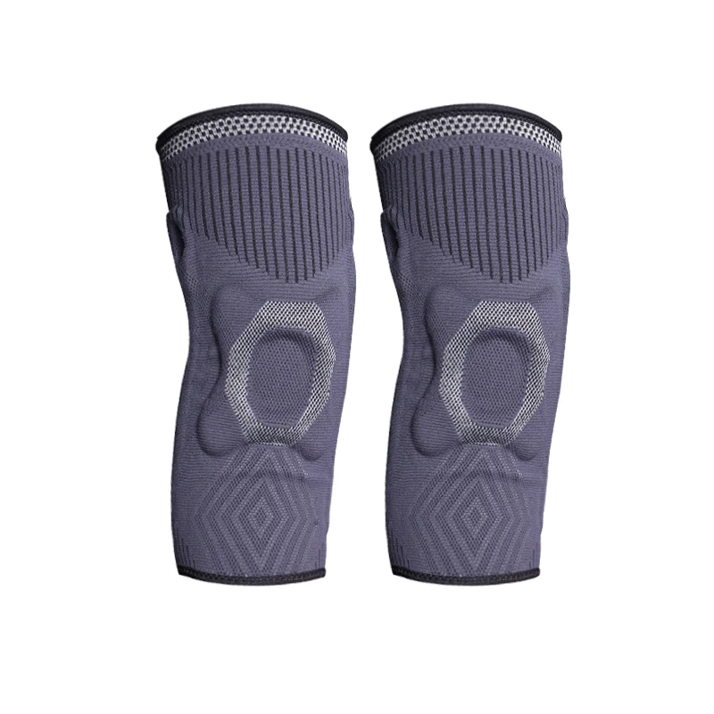 

New Professional Football Knee Brace Elastic Knitted Compression Knee Pad Silicone Anti-collision Spring Knee Joint Pads, 3 colours