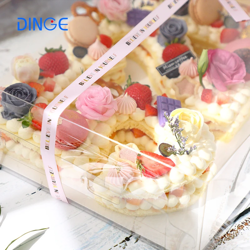 

2021 Luxury New Style Digital Cake Box PET PVC Square Transparent Tall 6/8/10/12 Inch Gift Food Packaging Number Cake Box