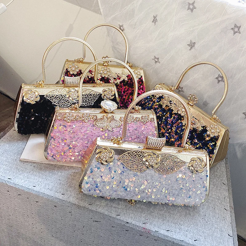 

luxury fashion handbags sequins diamond ladies hand bag rhinestone clutch purses evening bags for women, 5 colors