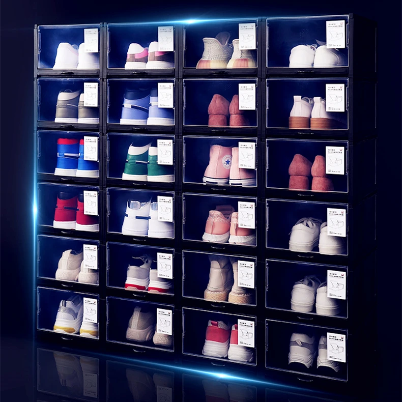 

HAIXIN black color storage drawers shoe box AJ shoes storage box clear plastic shoe box wholesale