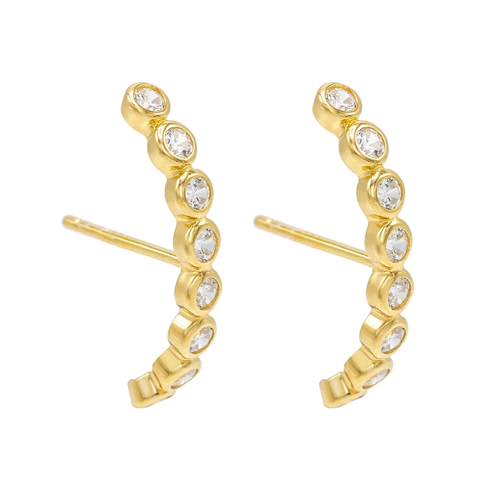

925 Sterling Silver 18k Gold Plated Hook Cubic Zircon Stud earrings For Woman Gold Plated Earrings