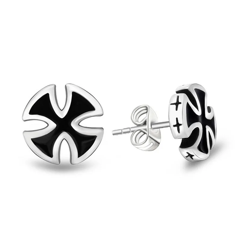 

Wholesale And Retail Stainless Steel Antique Silver Womens Hip Hop Punk Gift Party Cross Stud Earrings Jewelry
