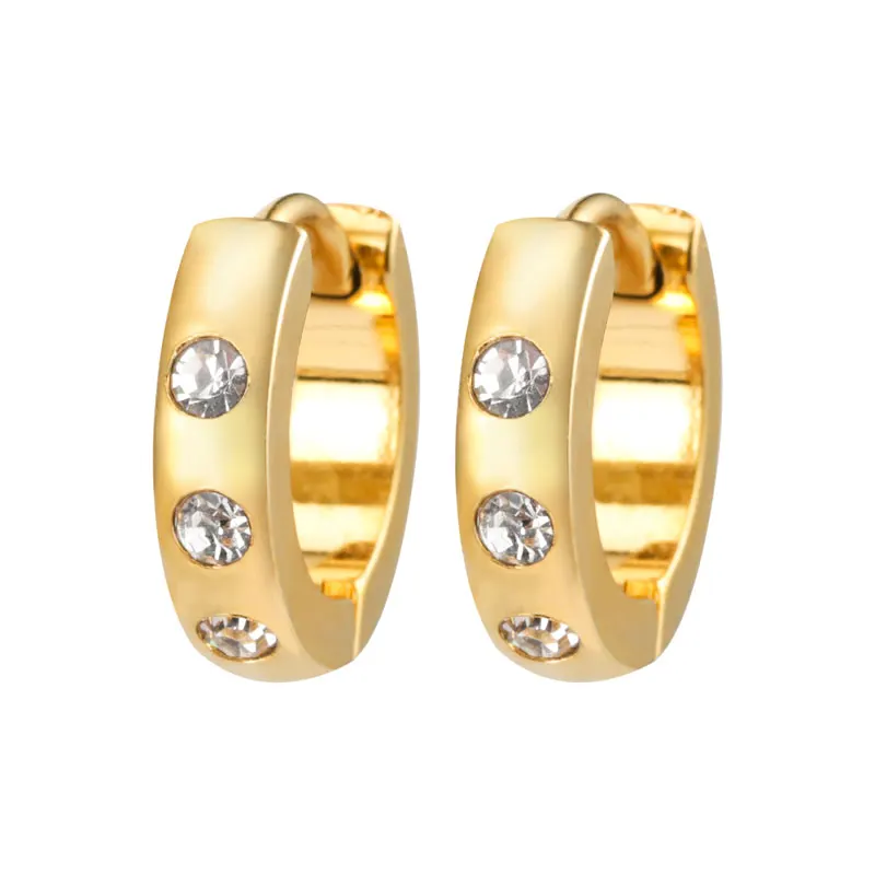 

Stylish Stainless Steel Gold Plated Crystal Diamonds Stone Cuff Earrings Clip On Earring For Women Party