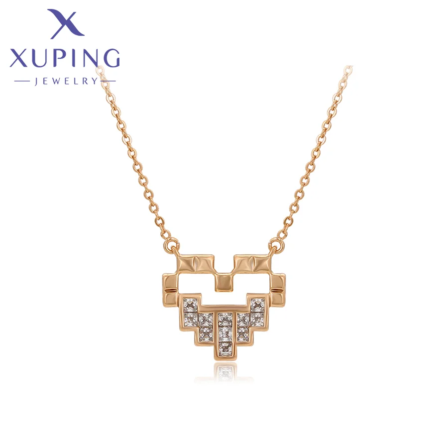 

X000708180 Xuping Jewelry Copper Fashion Jewelry Necklaces Exquisite Diamond 18K Gold Color Heart Style Charming Women necklace